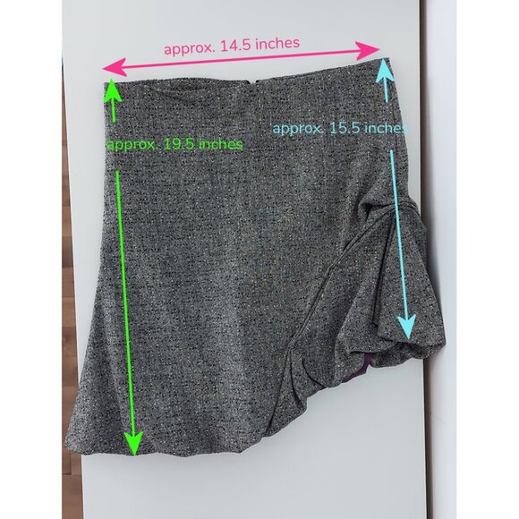 Eve Gravel XS grey bubble hem asymmetrical tweed skirt - style name = "Westwood" - Picture 3 of 10